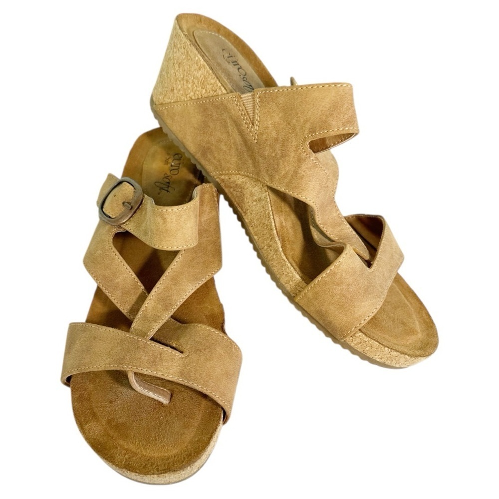 Stylish Tan Strappy Wedge Sandals “Emory” Size 10